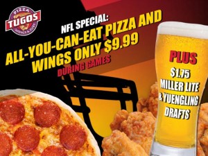 All You Can Eat Pizza and Wings at Pizza Tugos ad