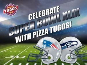 Pats vs Seahawks Super Bowl Game at Pizza Tugos ad