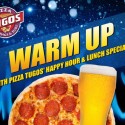 Warm Up with Pizza Tugos' Happy Hour & Lunch Specials ad