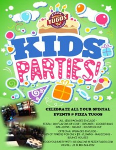 Kids Parties at Pizza Tugos in Ocean City ad