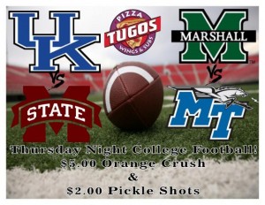Thursday Night College Football Double Header at Pizza Tugos Taproom