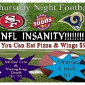 Thursday NFL Insanity AUCE Special at Pizza Tugos ad