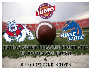 Friday Night College Football at Pizza Tugos ad