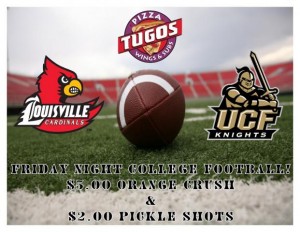 Friday Night College Football Specials and Pickle Shots ad