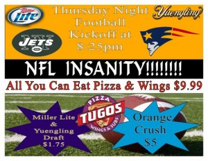 Thursday Night NFL Football at Pizza Tugos in Ocean City MD!