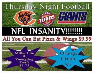 Thursday Night NFL Football Insanity at Pizza Tugos in Ocean City