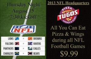 Thursday Night NFL Football at Pizza Tugos in Ocean City