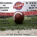 Thursday Night College Football at Pizza Tugos featuring Four Games ad