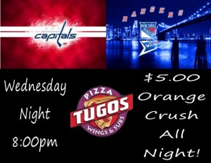 NHL Hockey-Washington Capitals vs New York Rangers tonight at Pizza Tugos in Ocean City