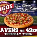 Ravens vs 49ers Game at Pizza Tugos ad