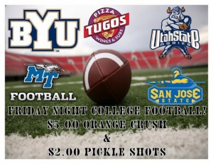 College Football Specials at Pizza Tugos ad