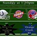 Sunday NFL Game Cowboys vs Bills at Pizza Tugos ad