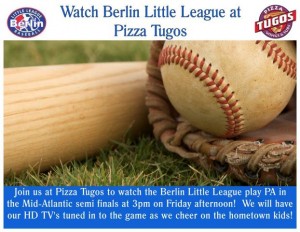 Watch Berlin Little League play in the semi finals at Pizza Tugos