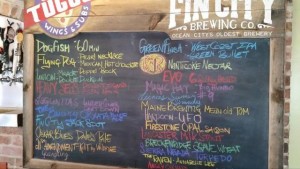 a list of beers on tap at Pizza Tugos in Ocean City, MD