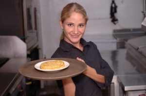 waitress carrying food