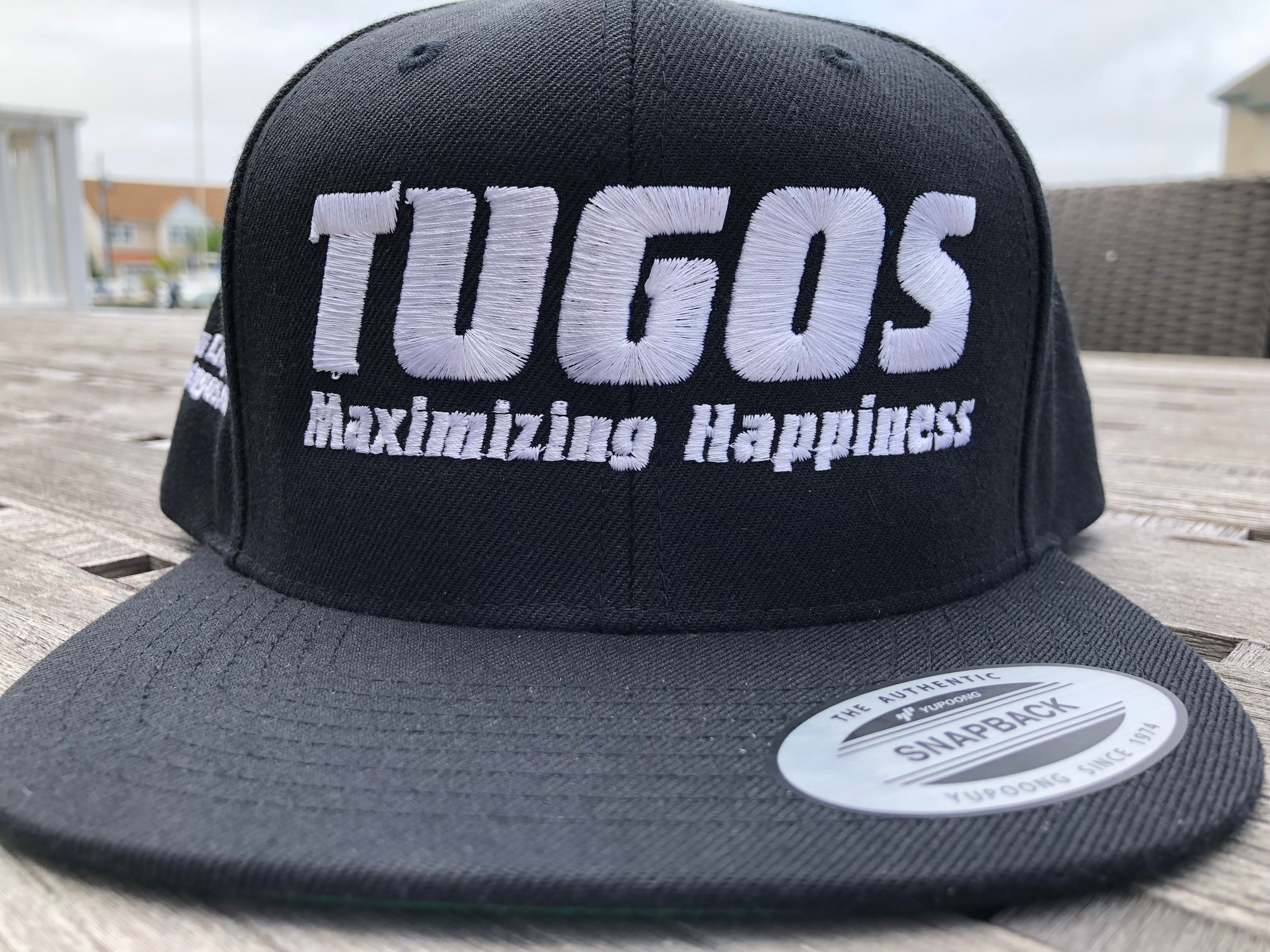 TUGOS “Maximizing Happiness” Flexfit™ Yupoong Premium Flat Bill Snapback Hat  | Pizza Tugos Ocean City MD
